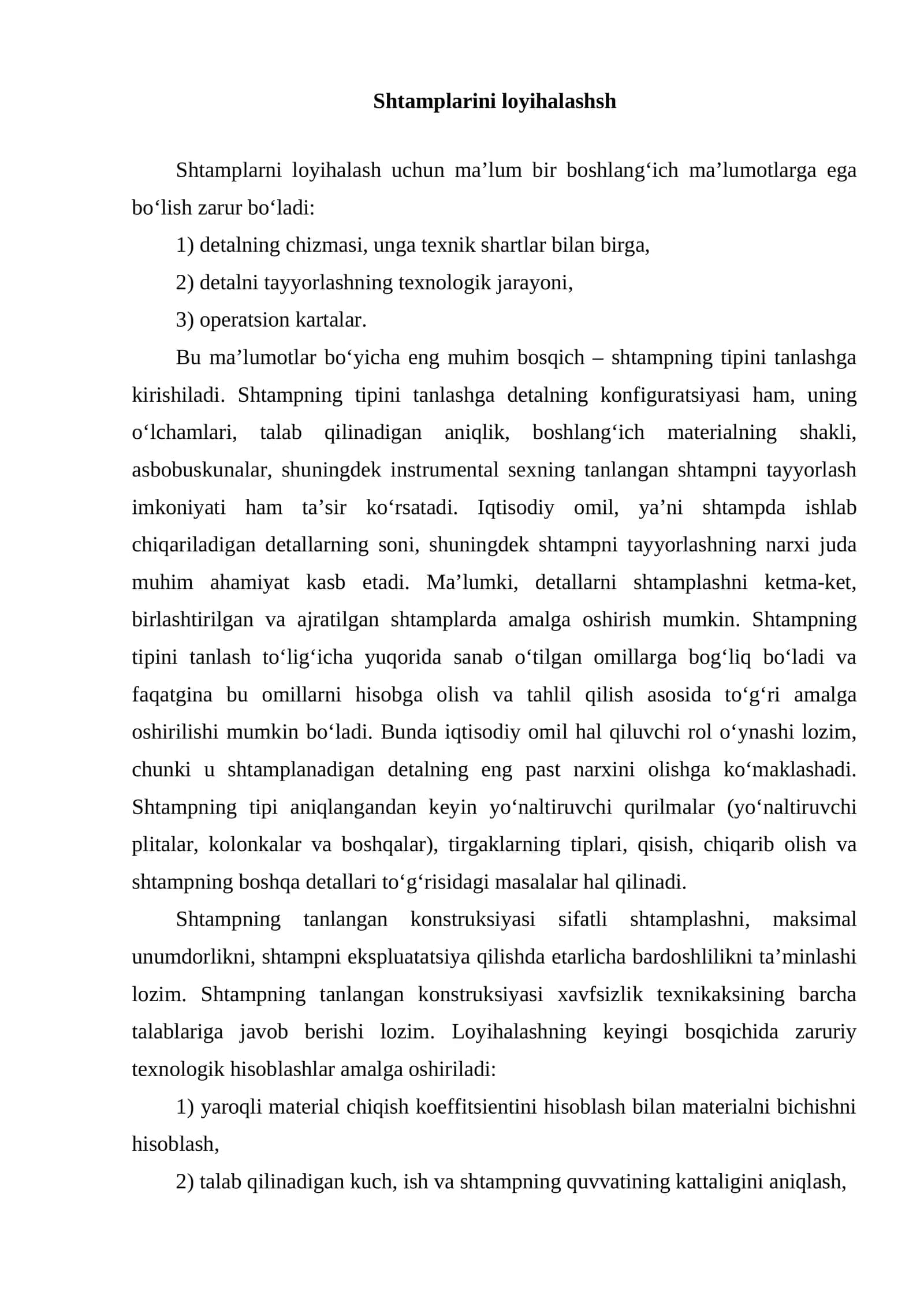 Shtamplarini loyihalashsh 1