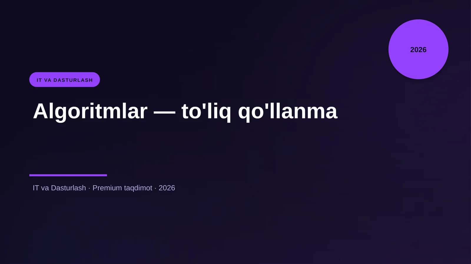 Algoritmlar — to'liq qo'llanma 1