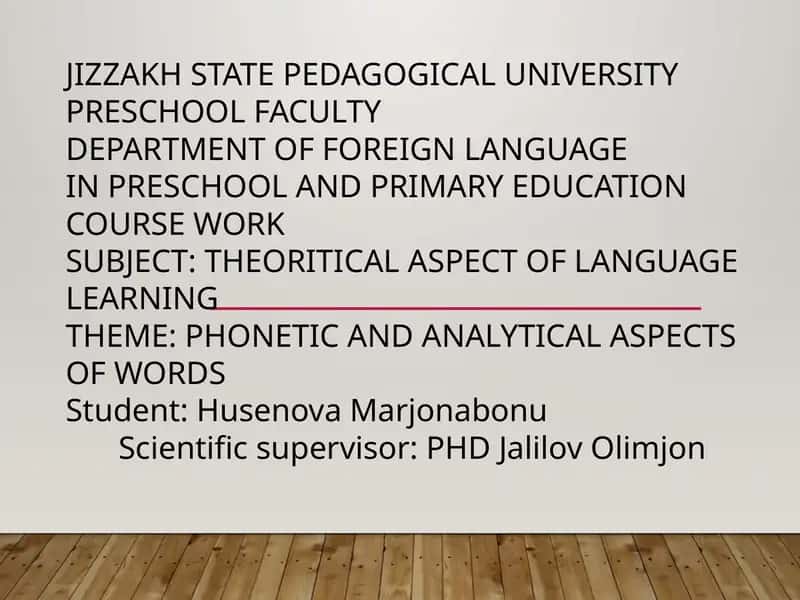 THEORITICAL ASPECT OF LANGUAGE LEARNING 1