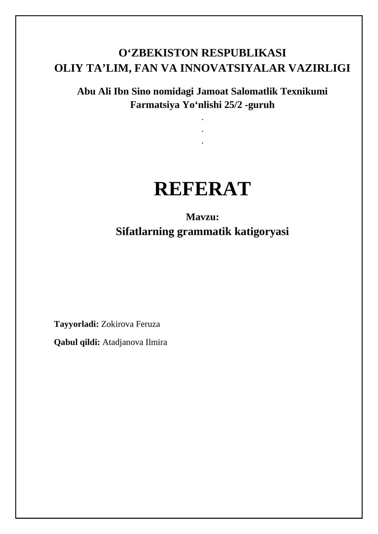 Sifatlarning grammatik katigoryasi 1