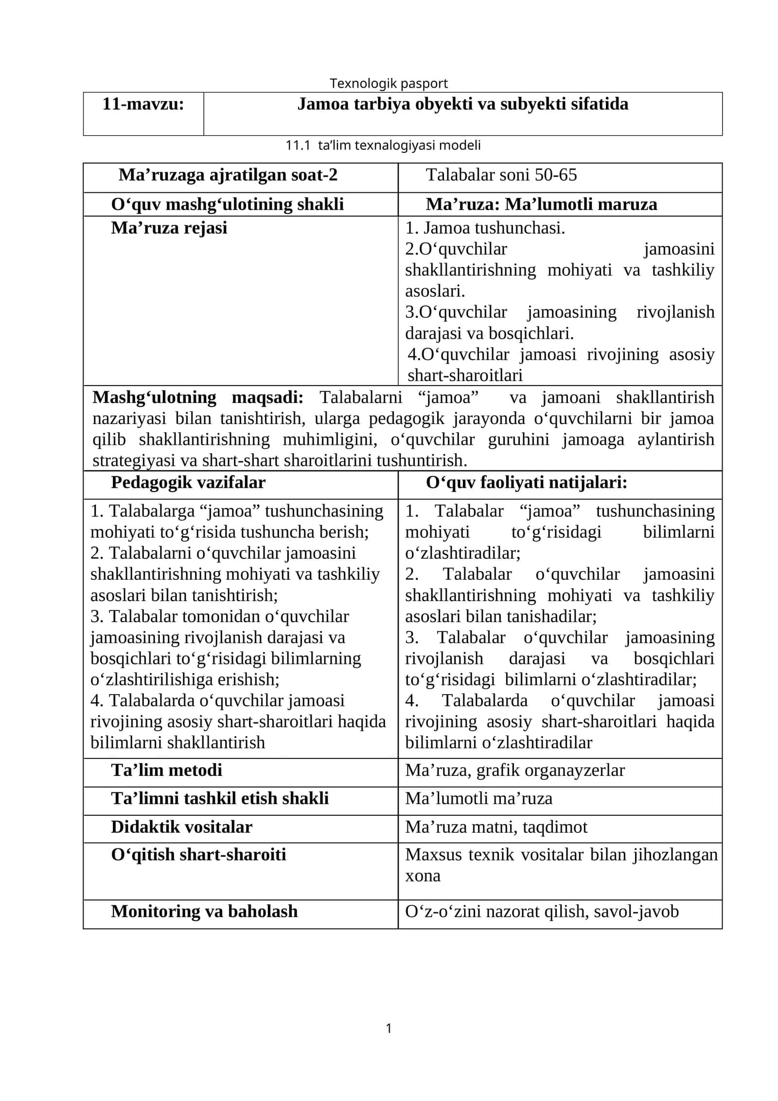 Jamoa tarbiya obyekti va subyekti sifatida 1