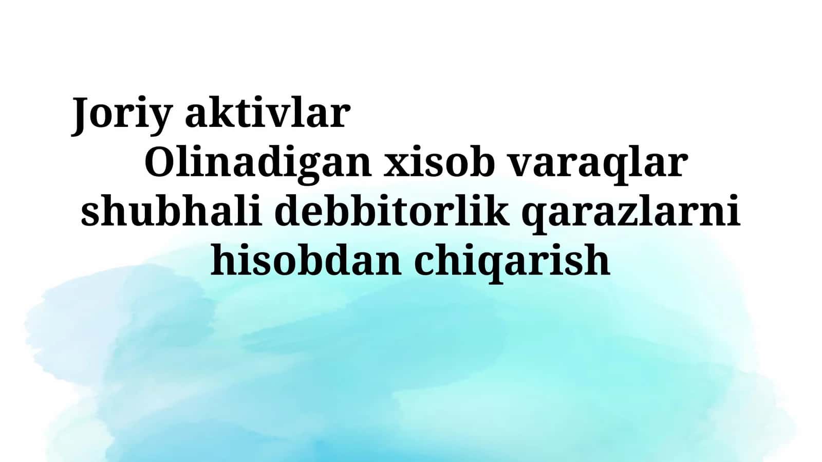 Shubhali Qarzlarni Hisobdan Chiqarish 1