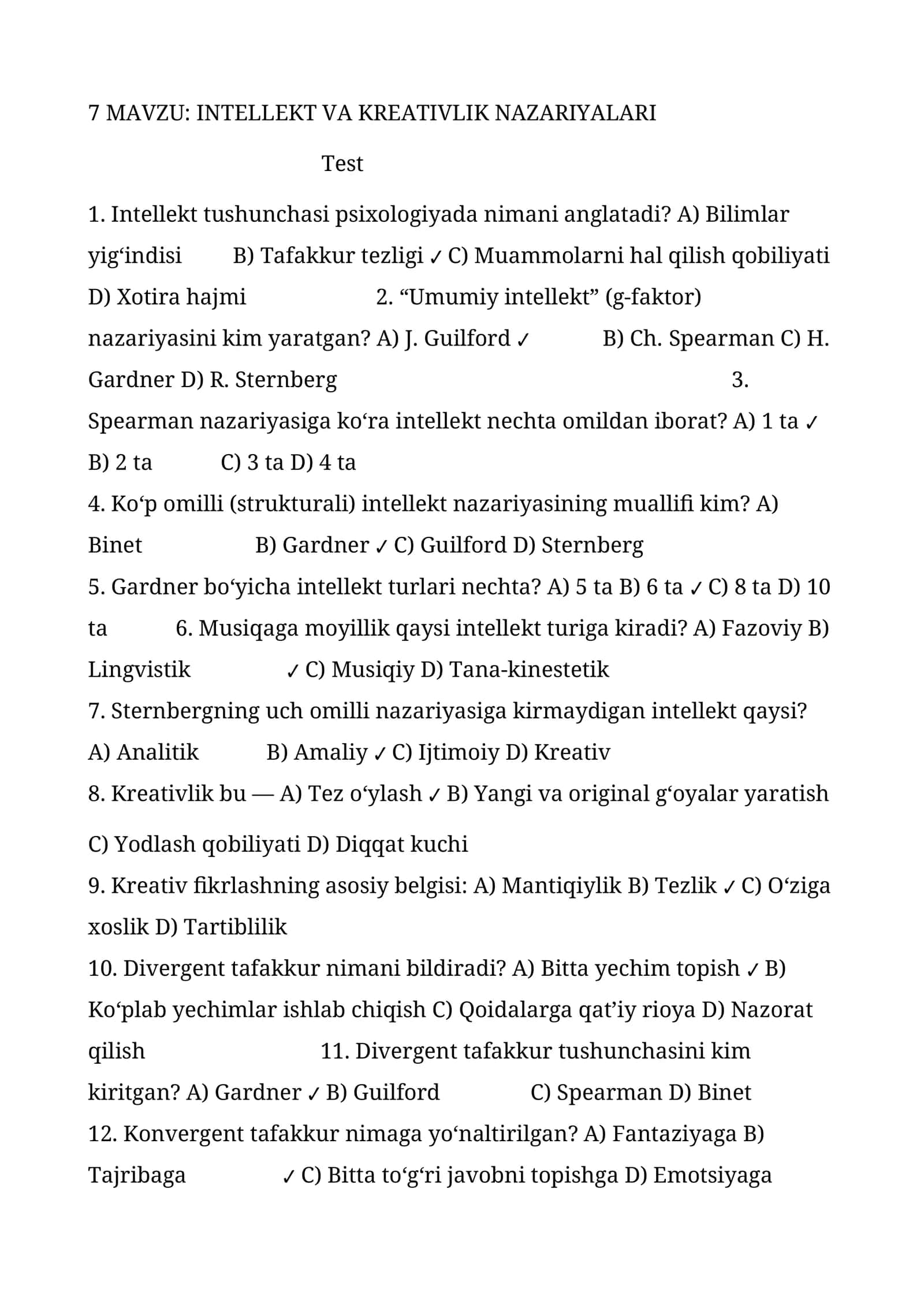 INTELLEKT VA KREATIVLIK NAZARIYALARI 1