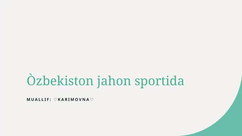 O'zbekiston jahon sportida 1