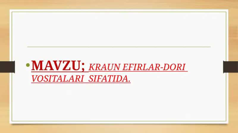 Kraun efirlar dori vositalari sifatida 1