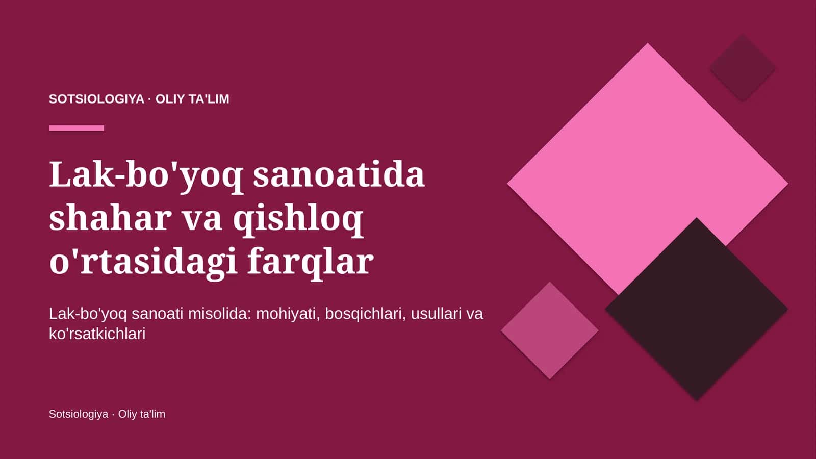 Lak-bo'yoq sanoatida shahar va qishloq o'rtasidagi farqlar 1