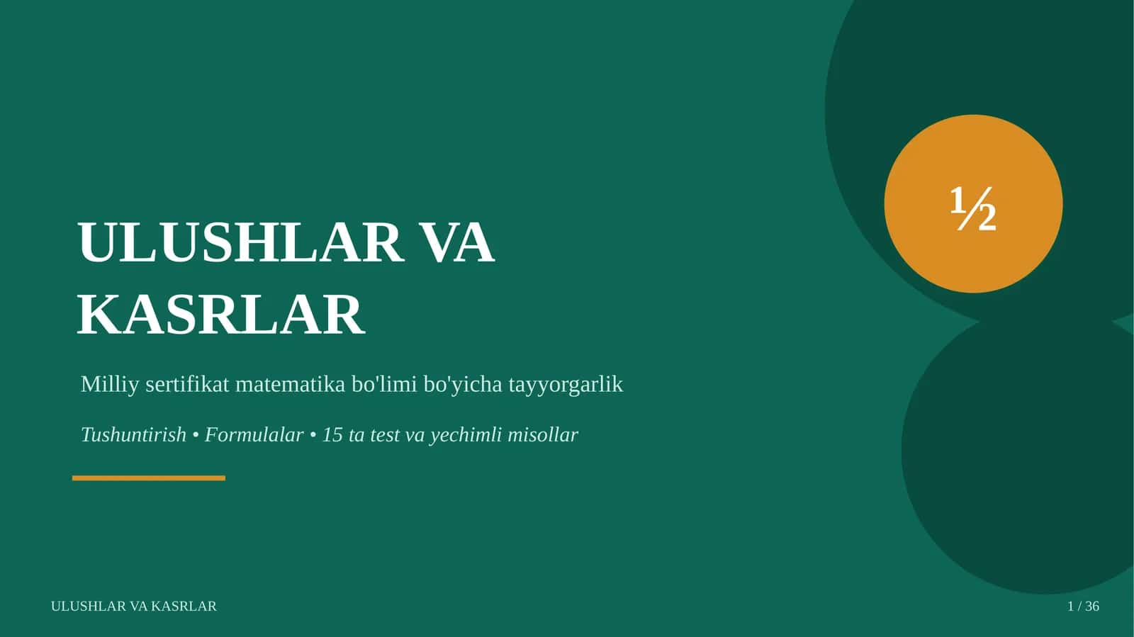 Milliy sertifikat matematika bo'limi bo'yicha tayyorgarlik 1