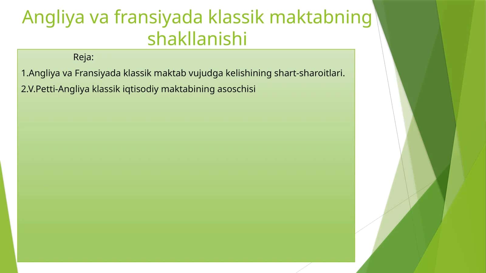 Angliya va fransiyada klassik maktabning shakllanishi 1