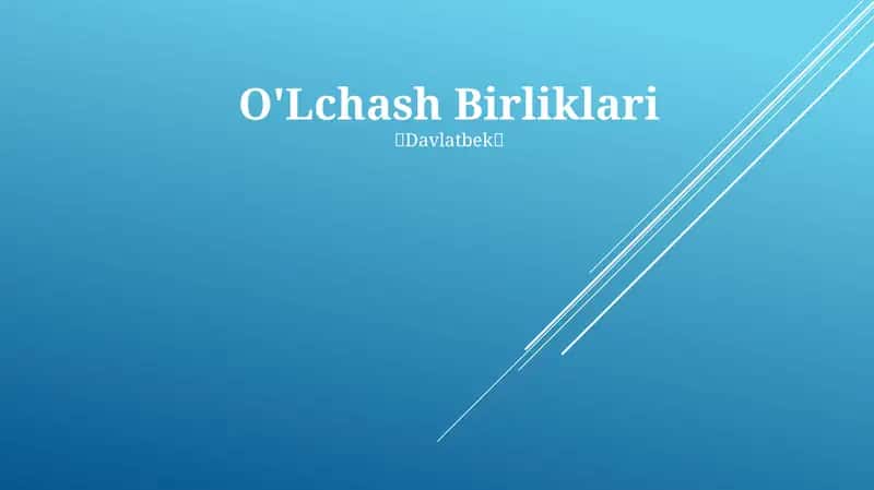 O'lchash Birliklari 1
