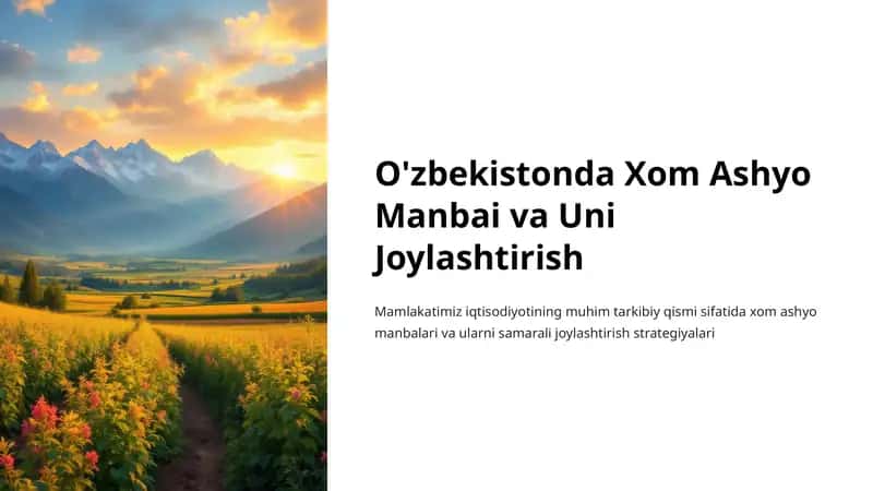 Xom Ashyo Manbai va Uni Joylashtirish 1