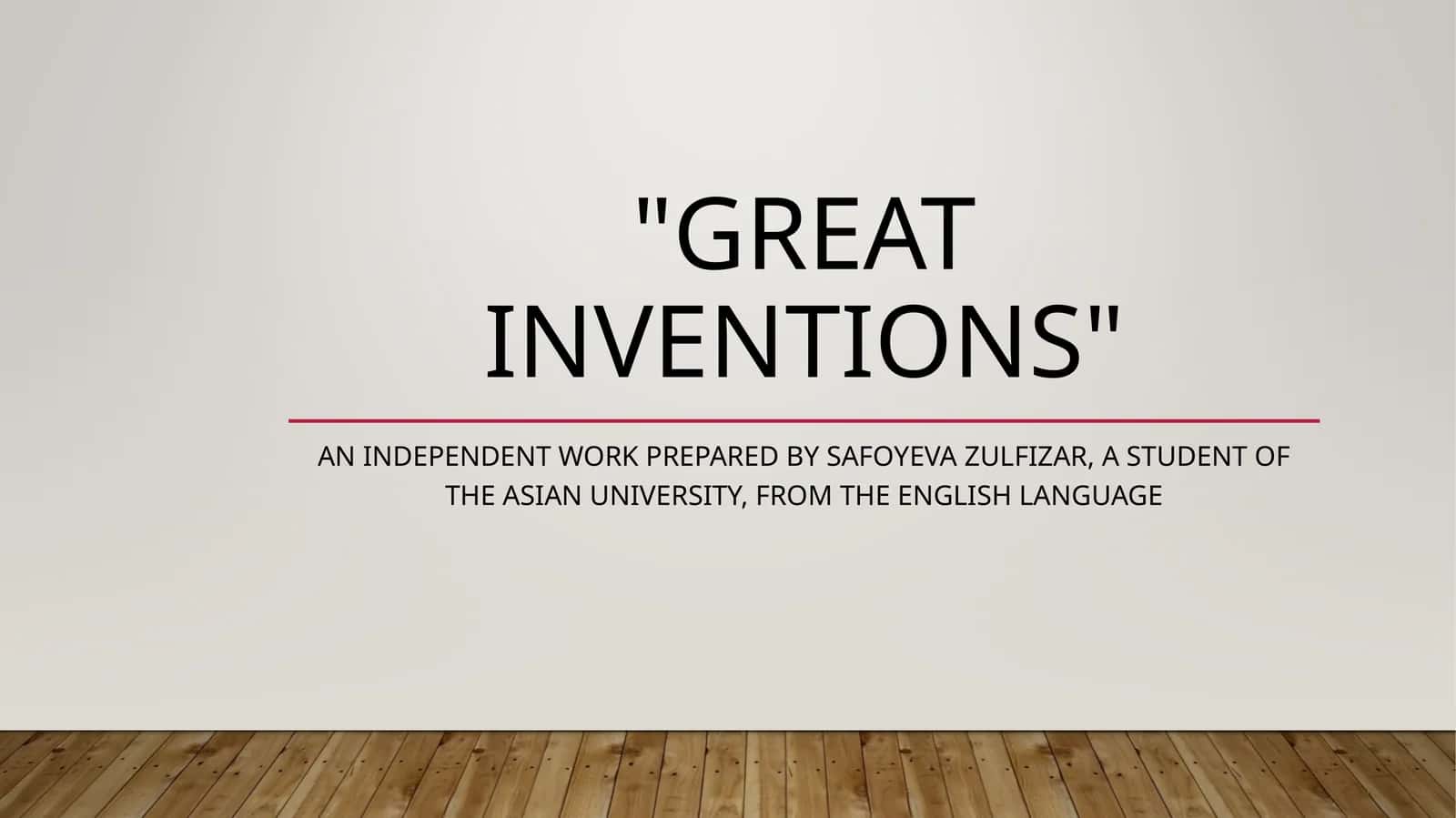 GREAT INVENTIONS 1