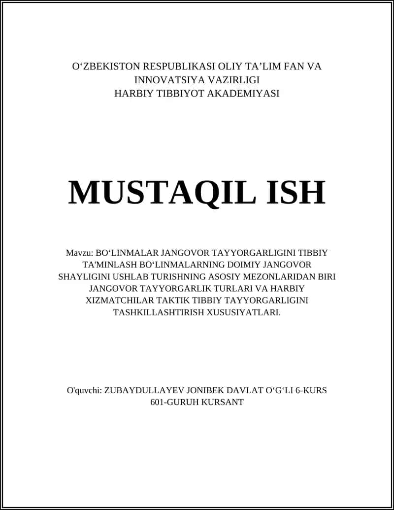 Jangovor Tayyorgarlik Turlari 1