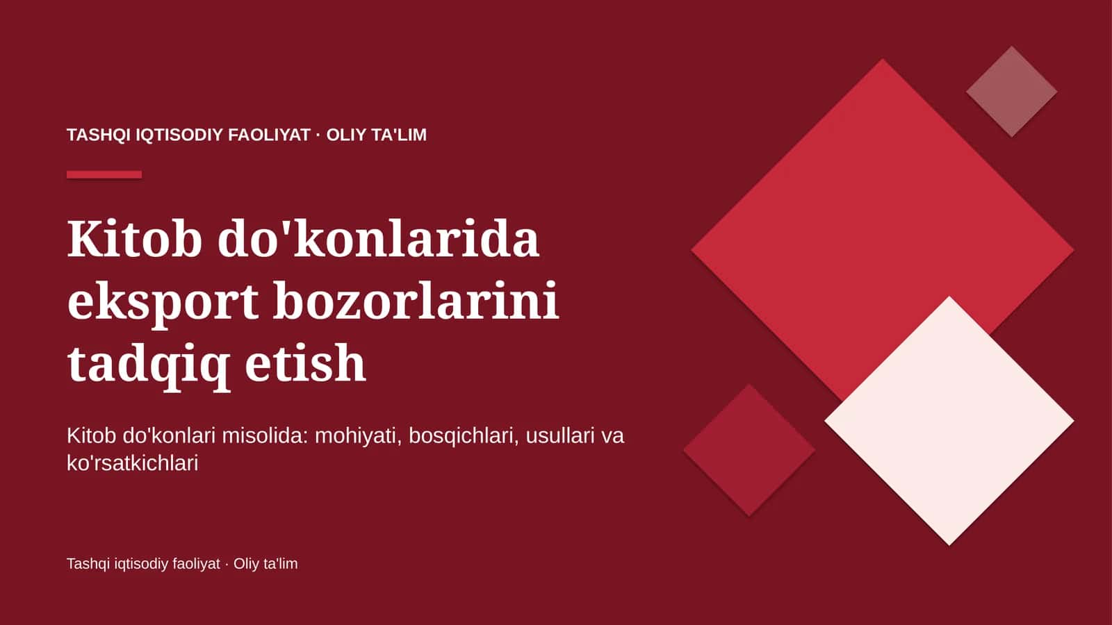 Kitob do'konlarida eksport bozorlarini tadqiq etish 1
