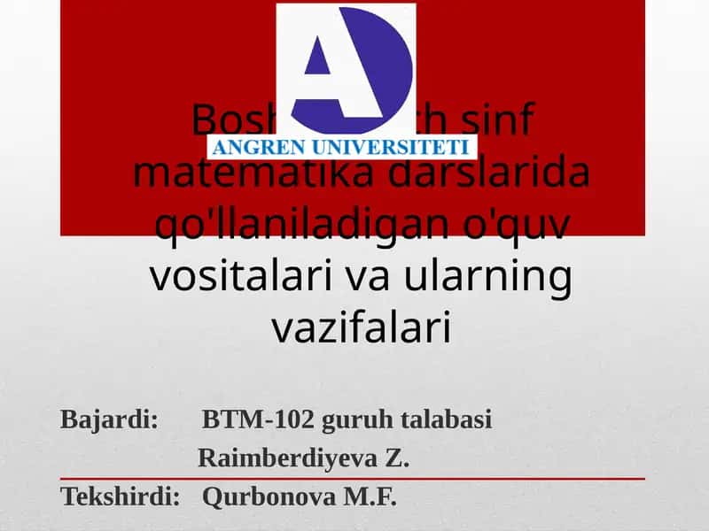 Boshlang'ich sinf matematika darslari 1