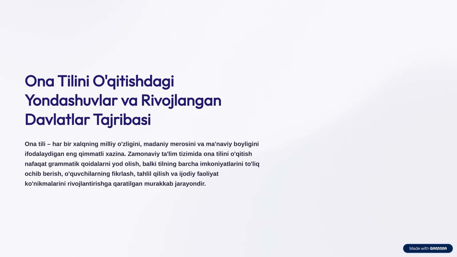 Ona Tilini O'qitishdagi Yondashuvlar va Rivojlangan Davlatlar Tajribasi 1