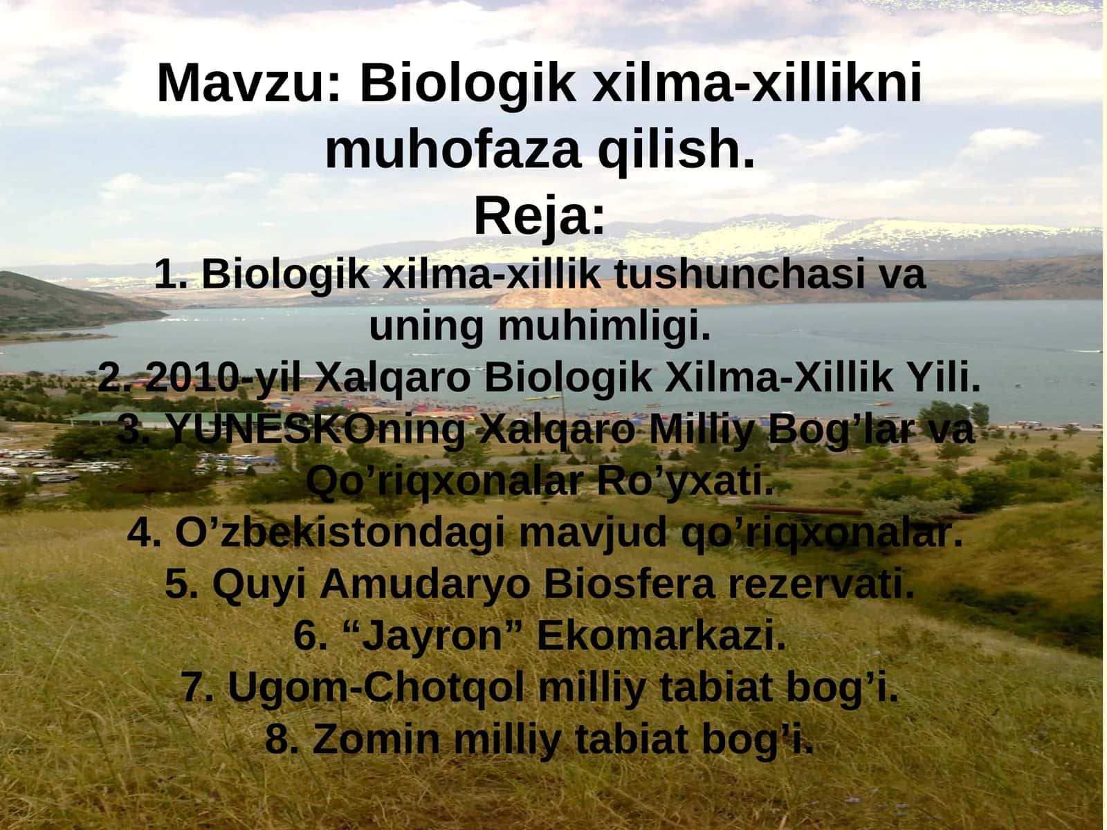 Biologik xilma-xillikni muhofaza qilish 1