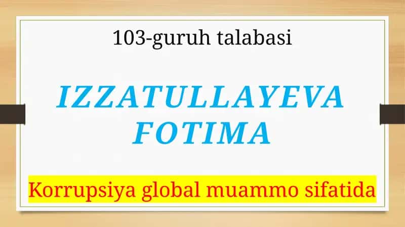 Korrupsiya global muammo sifatida 1
