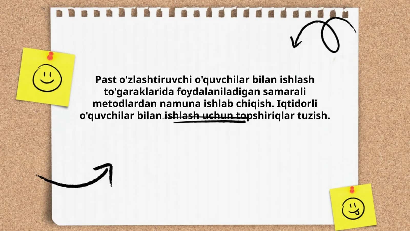 Past o'zlashtiruvchi o'quvchilar bilan ishlash to'garaklarida foydalaniladigan samarali metodlardan namuna ishlab chiqish. Iqtidorli o'quvchilar bilan ishlash uchun topshiriqlar tuzish 1