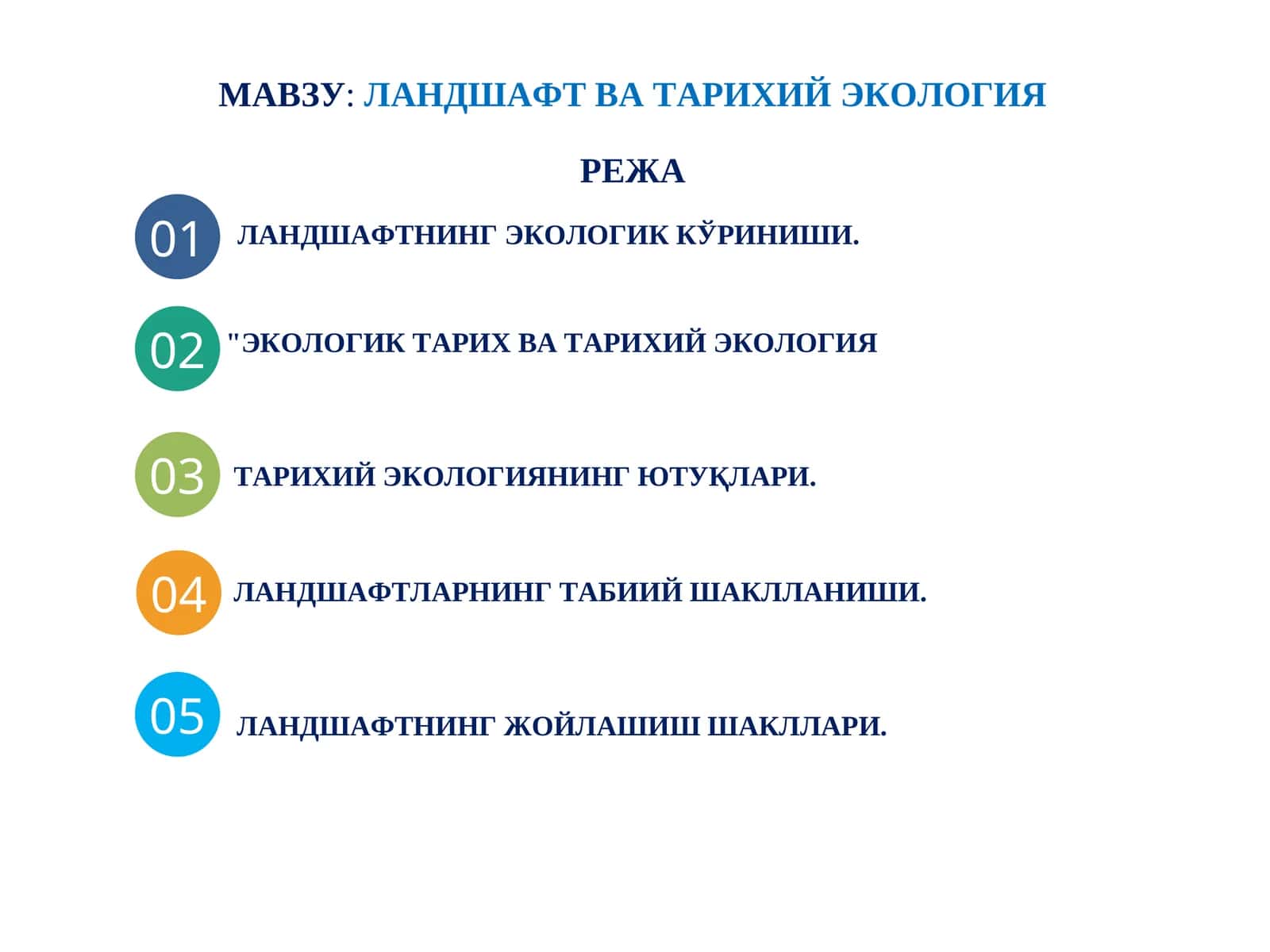 Ландшафт ва тарихий экология 1