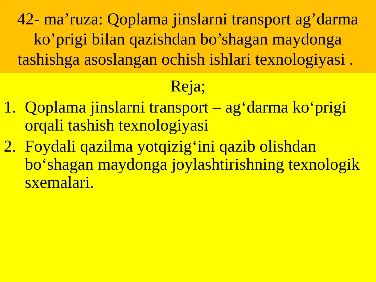 Qoplama jinslarni transport – ag‘darma ko‘prigi orqali tashish texnologiyasi 1