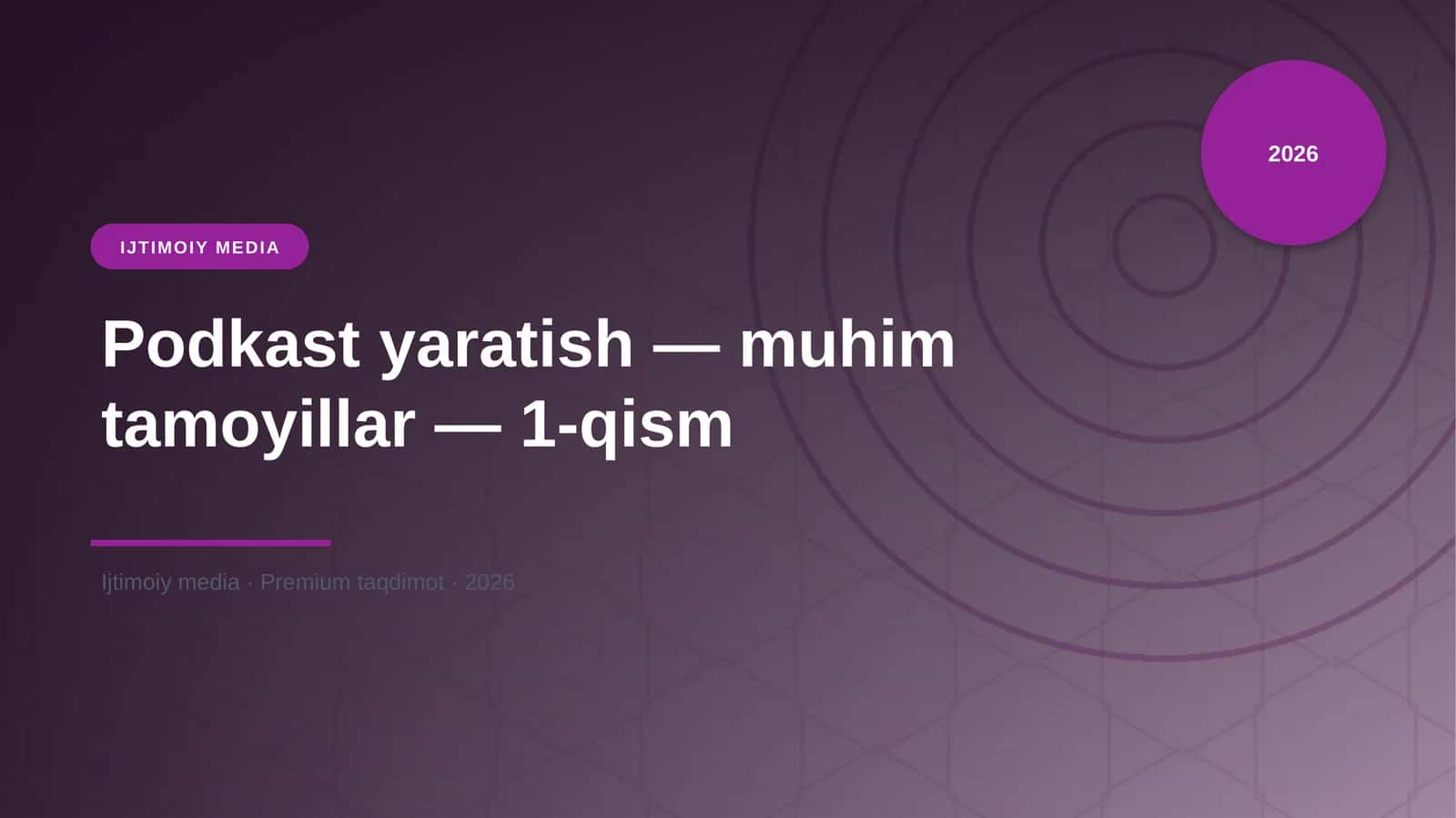 Podkast yaratish — muhim tamoyillar — 1-qism 1