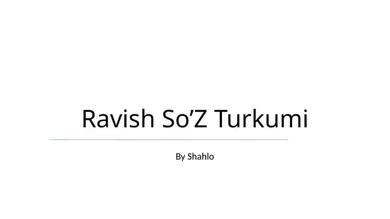 Ravish So’Z Turkumi 1