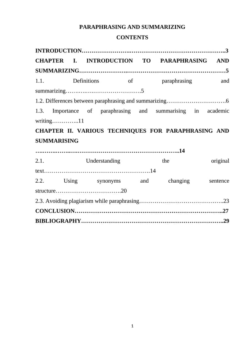 Paraphrasing and Summarizing 1
