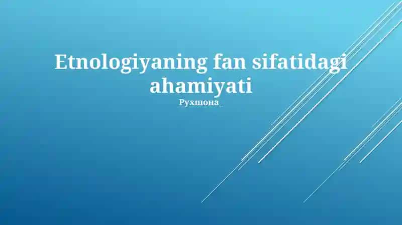 Etnologiyaning Fan Metodi