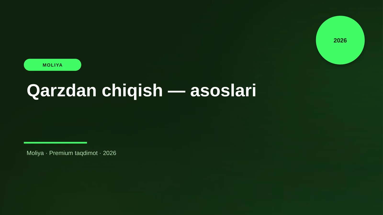 Qarzdan chiqish — asoslari 1