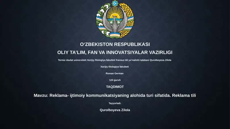Reklama- ijtimoiy kommunikatsiyaning alohida turi sifatida. Reklama tili 1