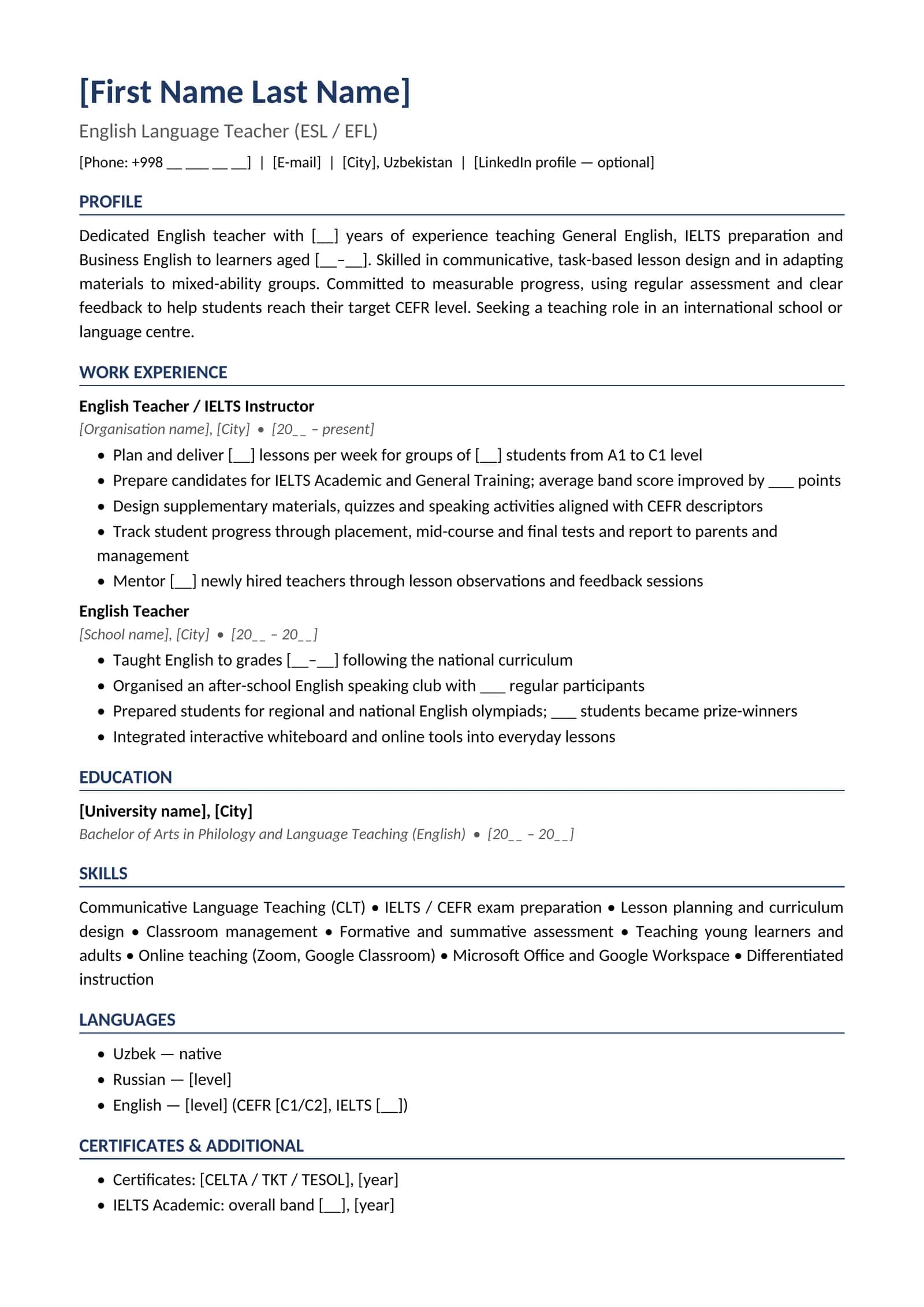 CV 01 English English teacher 1