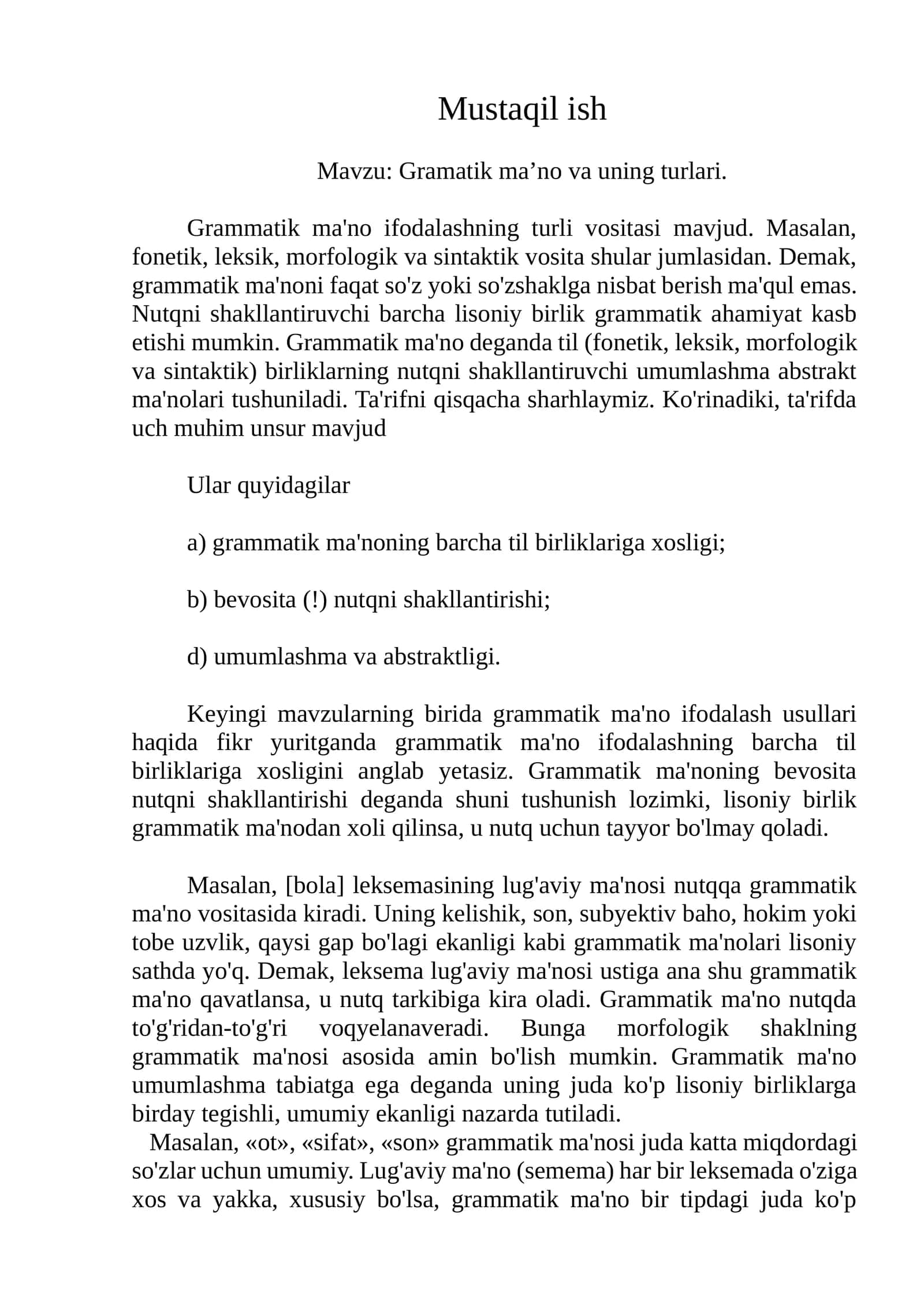 Grammatik maʼno va uning turlari 1