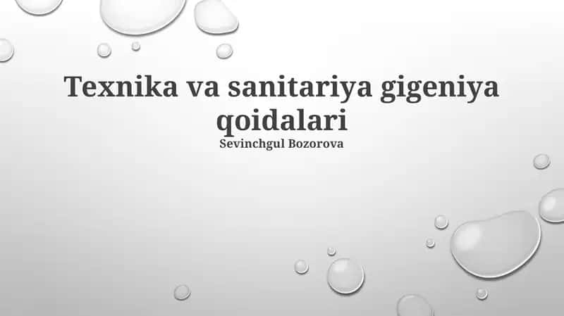 Texnika va sanitariya gigeniya qoidalari 1