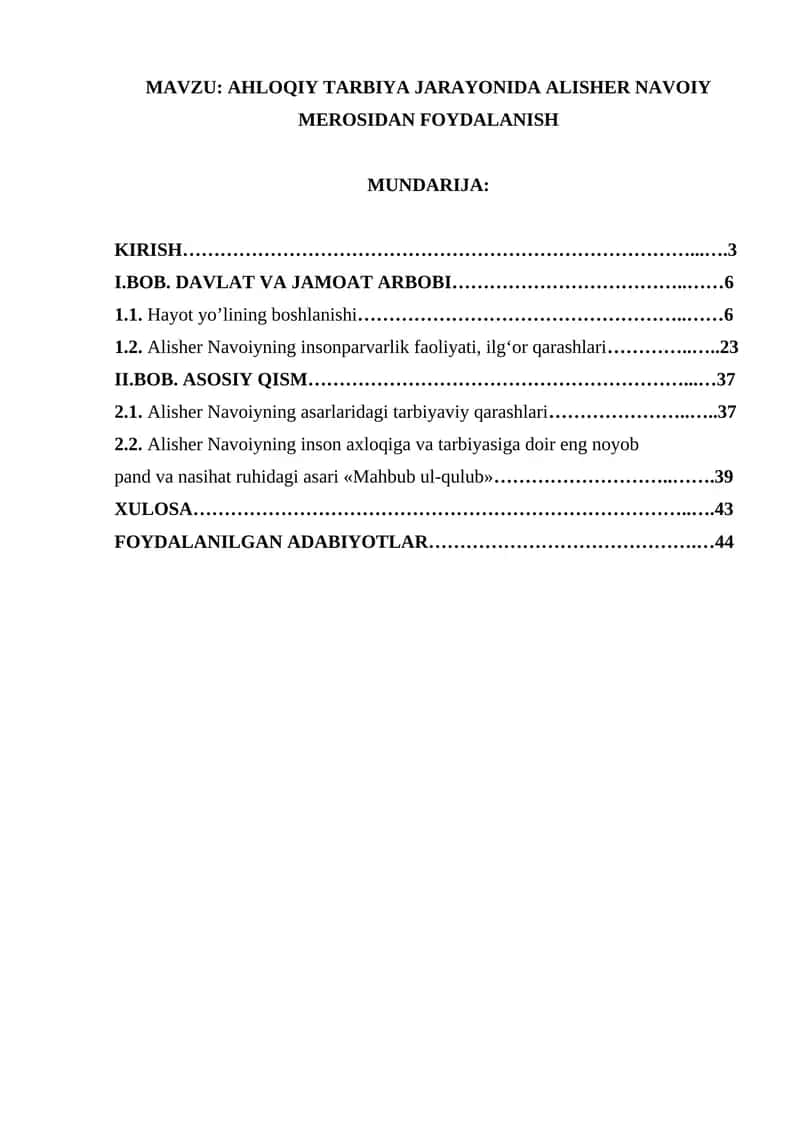 AHLOQIY TARBIYA JARAYONIDA ALISHER NAVOIY MEROSIDAN FOYDALANISH 1