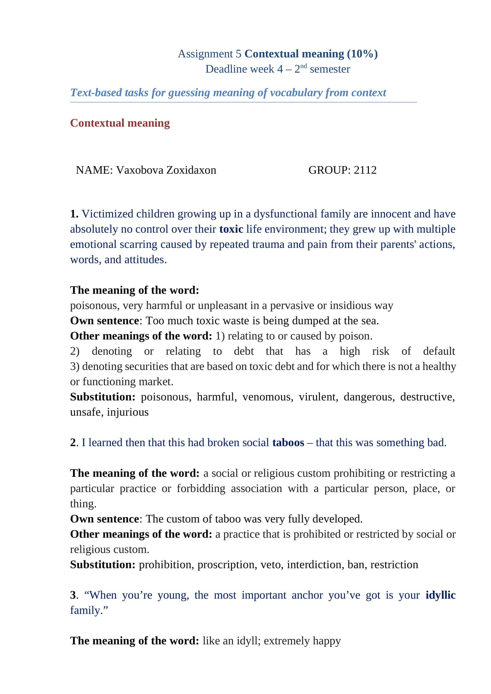 Contextual meaning 1