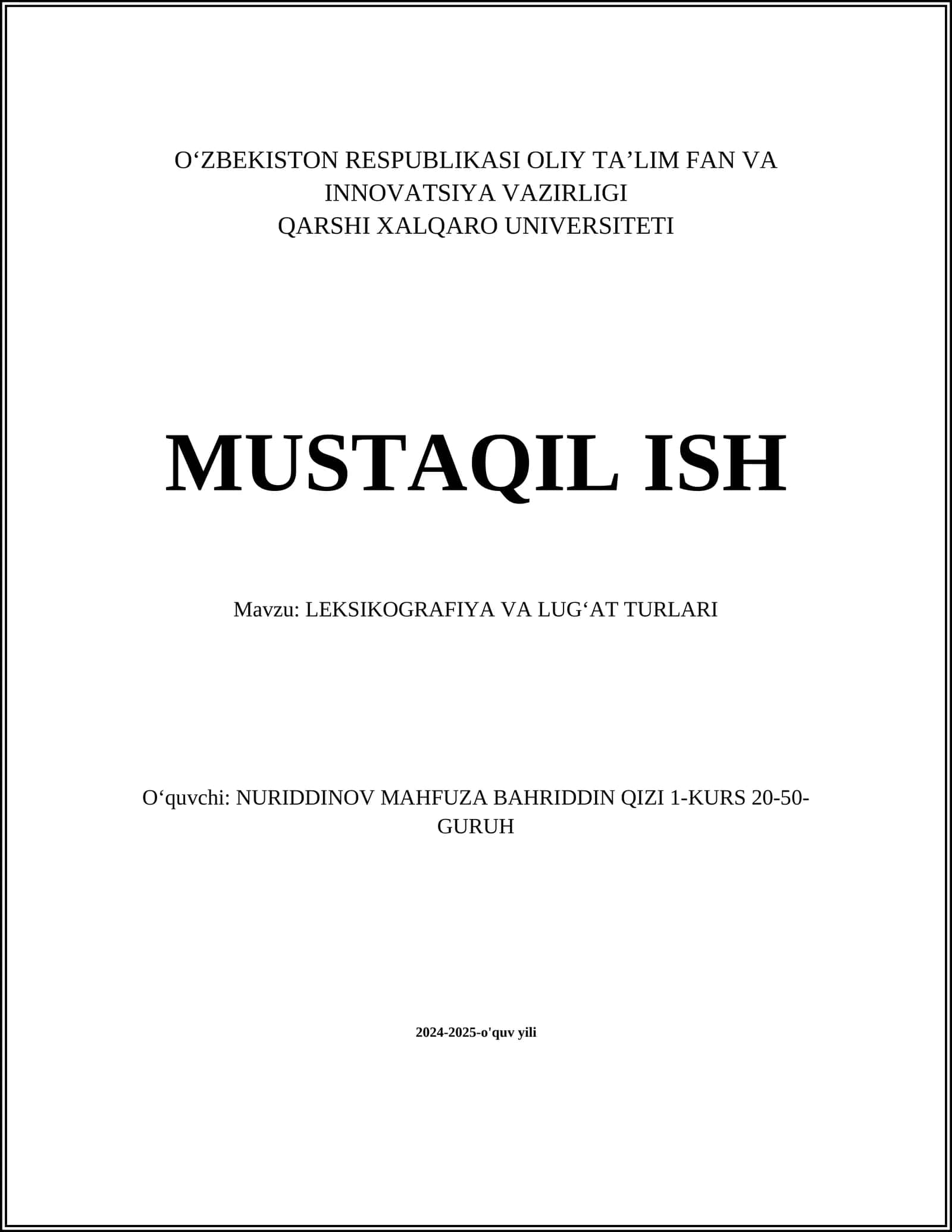 LEKSIKOGRAFIYA VA LUGʻAT TURLARI 1
