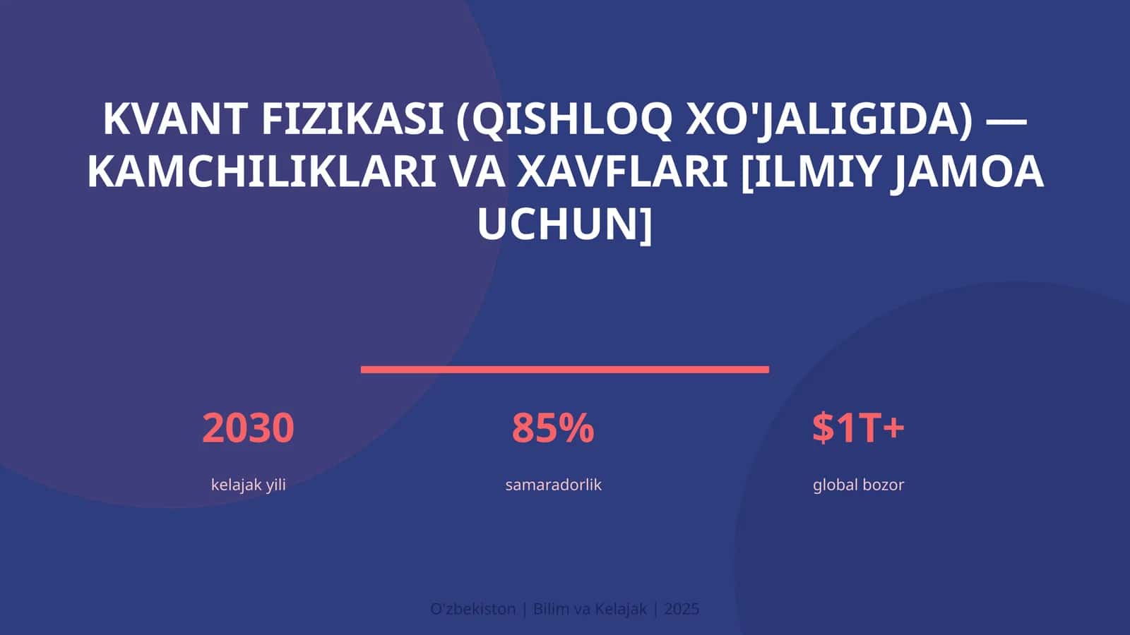 KVANT FIZIKASI (QISHLOQ XO'JALIGIDA) — KAMCHILIKLARI VA XAVFLARI [ILMIY JAMOA UCHUN] 1