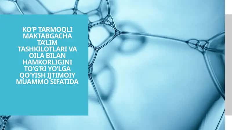 KO’P TARMOQLI MAKTABGACHA TA’LIM TASHKILOTLARI VA OILA BILAN HAMKORLIGINI TO’G’RI YO’LGA QO’YISH IJTIMOIY MUAMMO SIFATIDA 1