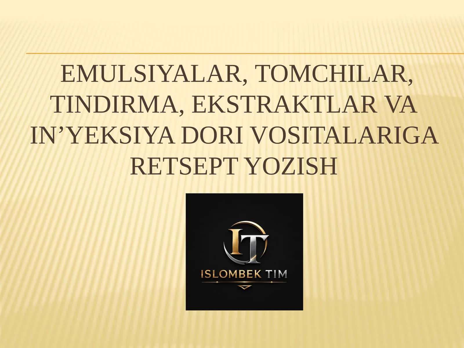 Emulsiyalar, tomchilar, tindirma, ekstraktlar vain’yeksiya dori vositalariga retsept yozish 1