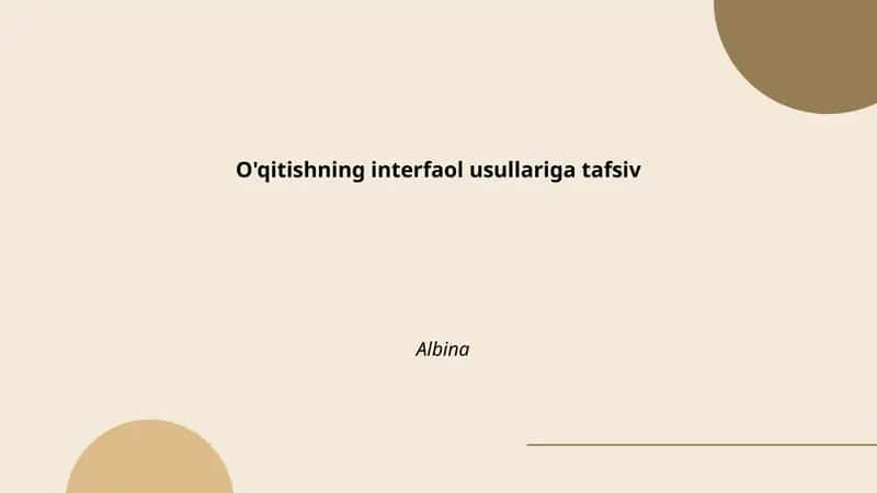O'qitishning interfaol usullariga tafsiv 1