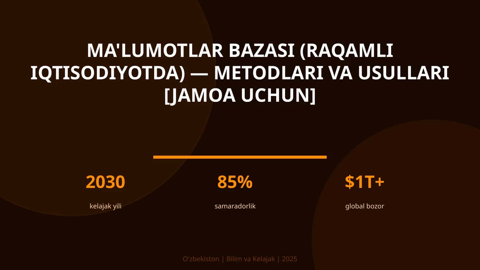 Ma'lumotlar bazasi (raqamli iqtisodiyotda) — metodlari va usullari [jamoa uchun] 1