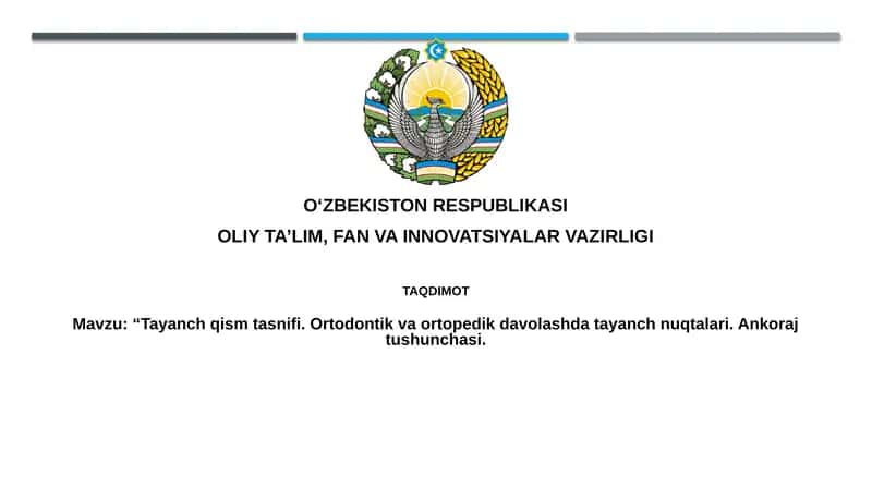 Tayanch qism tasnifi va ortodontik davolash 1