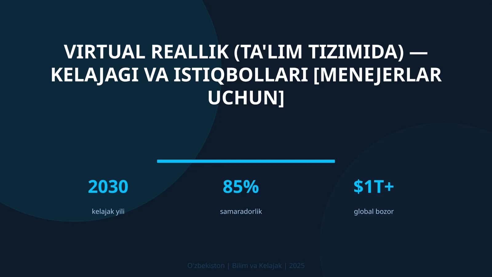 VIRTUAL REALLIK (TA'LIM TIZIMIDA) — KELAJAGI VA ISTIQBOLLARI [MENEJERLAR UCHUN] 1