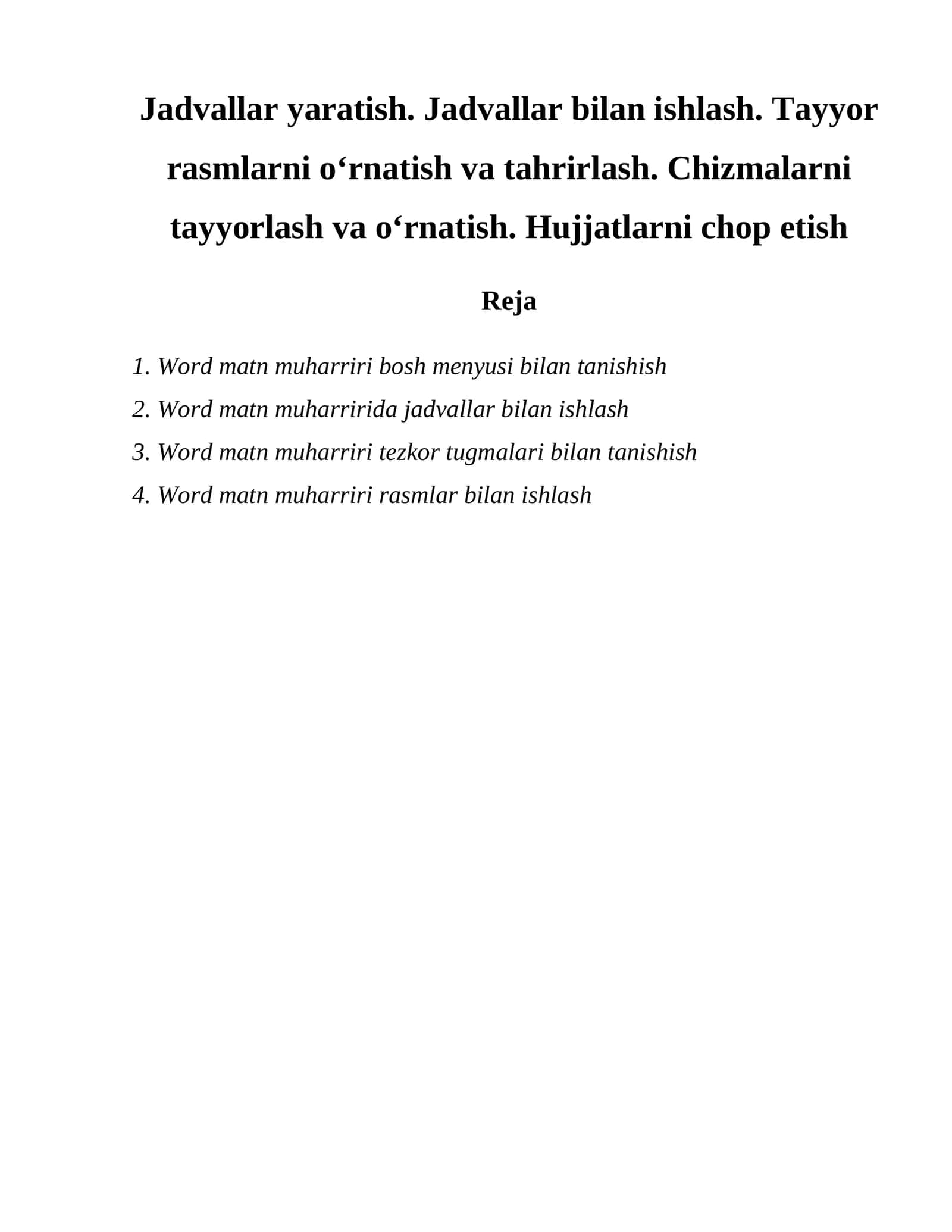 Word matn muharriri bosh menyusi bilan tanishish 1