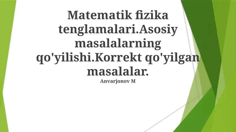 Matematik Fizika Tenglamalari 1