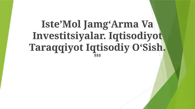 IsteʼMol JamgʻArma Va Investitsiyalar 1