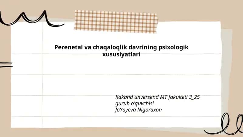 Perenetal va chaqaloqlik davrining psixologik xususiyatlari 1