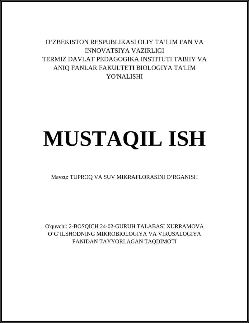 Tuproq mikrobiy xilma-xilligi va tarkibi 1