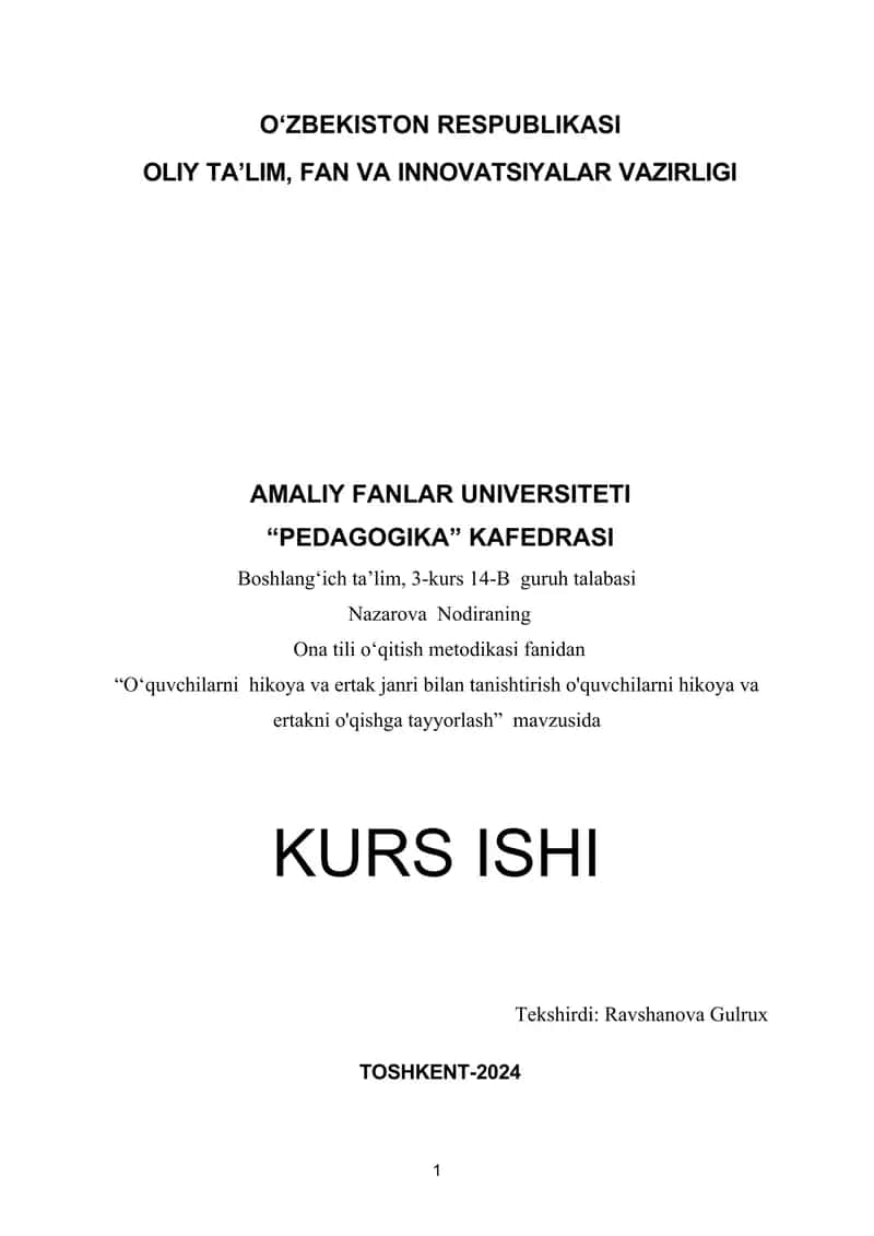 O‘quvchilarni hikoya va ertak janri bilan tanishtirish o'quvchilarni hikoya va ertakni o'qishga tayyorlash. 1