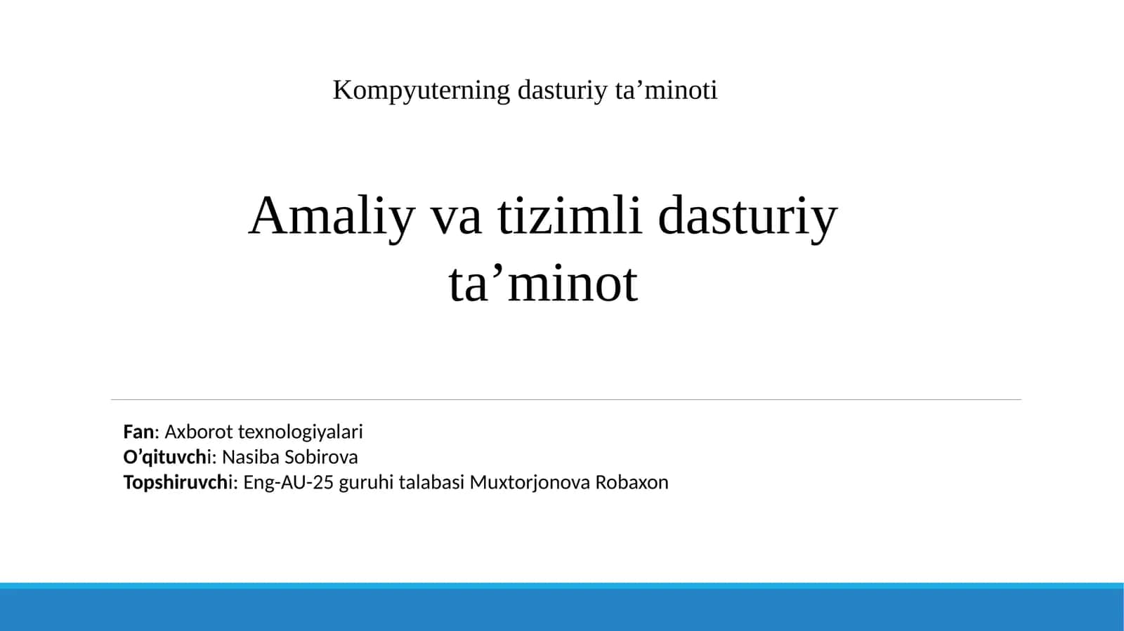 Dasturiy ta’minot 1